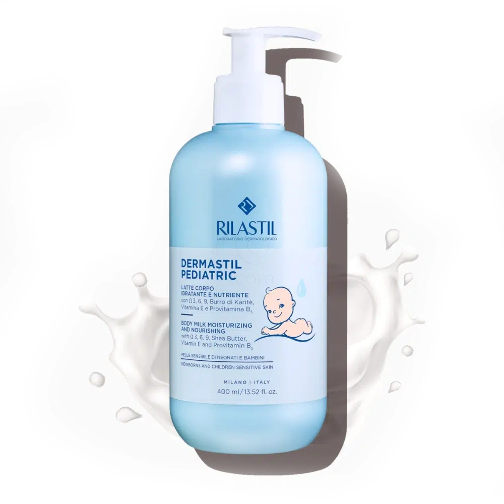 Rilastil Dermastil Pediatric, mleko za obraz in telo - plastenka s pumpico (400 ml)